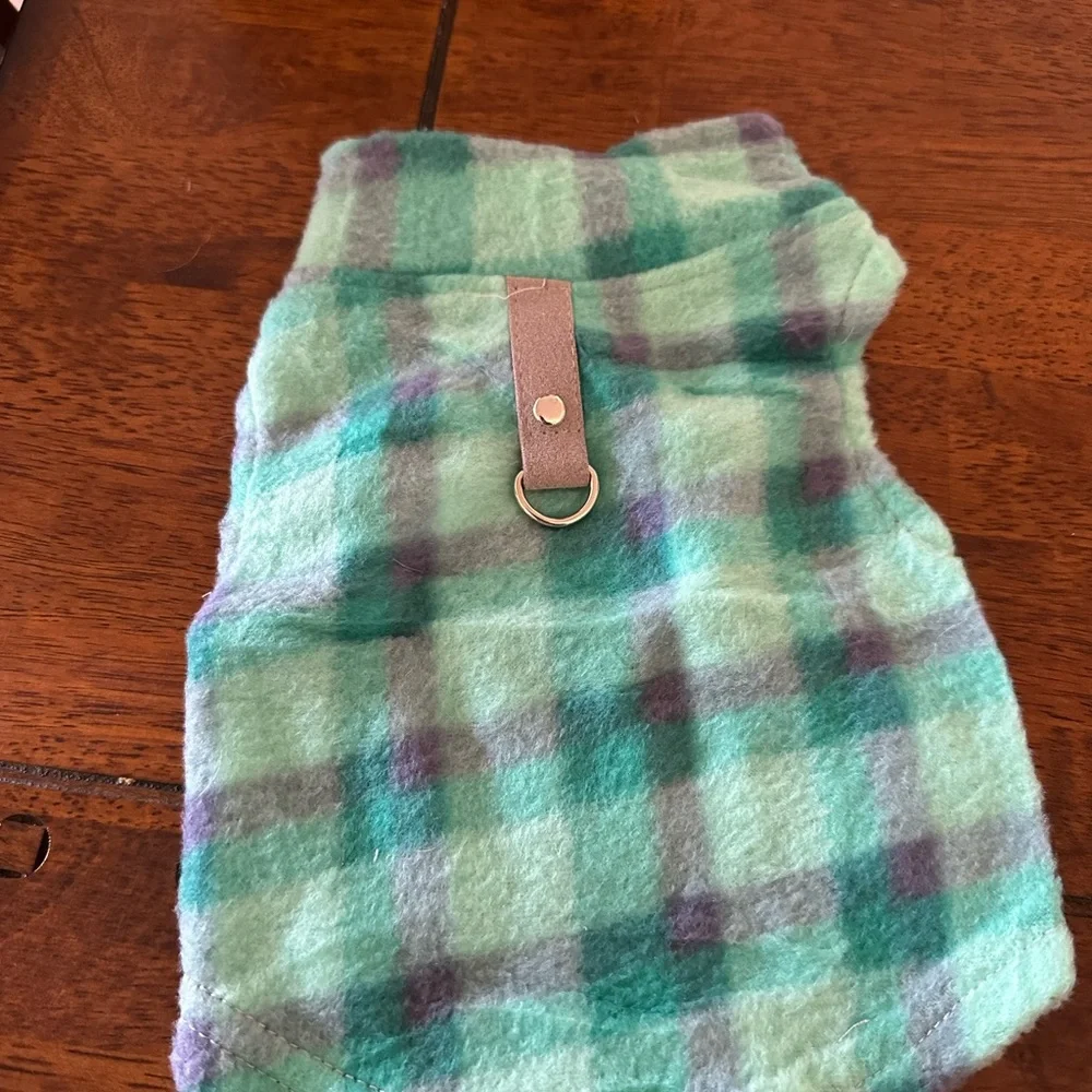 Plaid Pet Sweater in Green and Purple XS